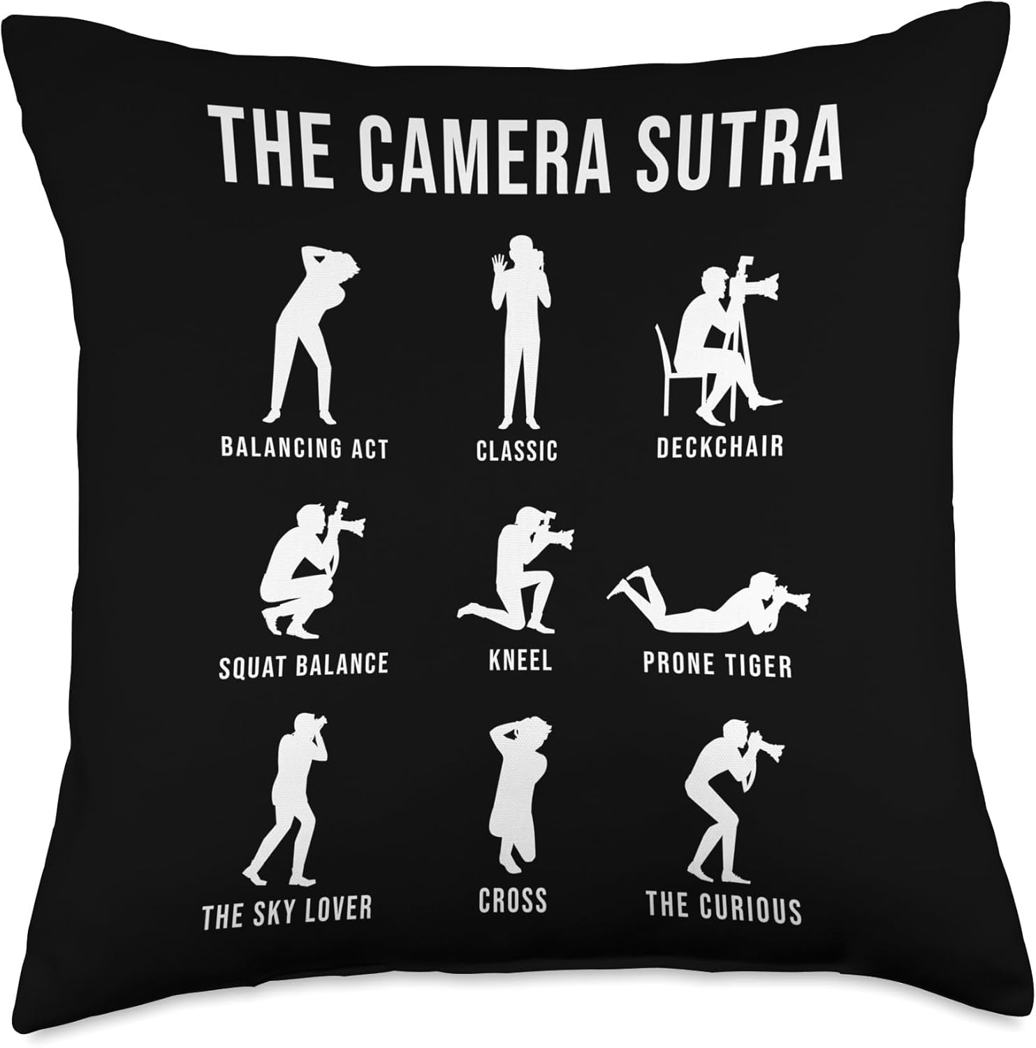 The Camera Sutra | Funny Photographer Poses | Photo Throw Pillow