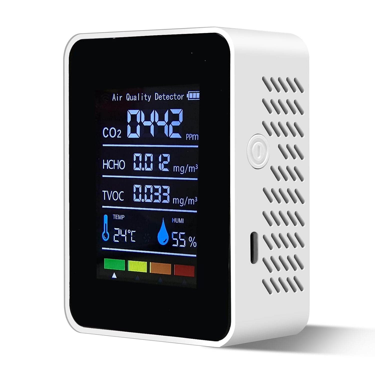 5-in-1 Multifunctional Air Quality Monitor Indoor, Home Air Quality Test for CO2, Formaldehyde, TVOC, Temperature and Humidity