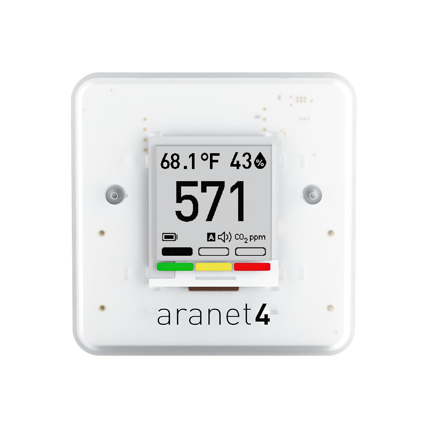 SAF Aranet4 Home: Wireless Indoor Air Quality Monitor for Office or School (CO2, Temperature, Humidity and More) Portable, Battery Powered, E-Ink Screen, App for Configuration & Data History