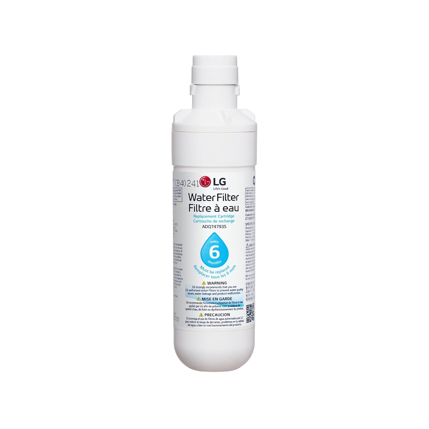 LG LT1000P – 6 Month / 200 Gallon Capacity Replacement Refrigerator Water Filter (NSF42, NSF53, and NSF401) ADQ74793501, ADQ75795105, AGF80300704, or AGF80300705 White