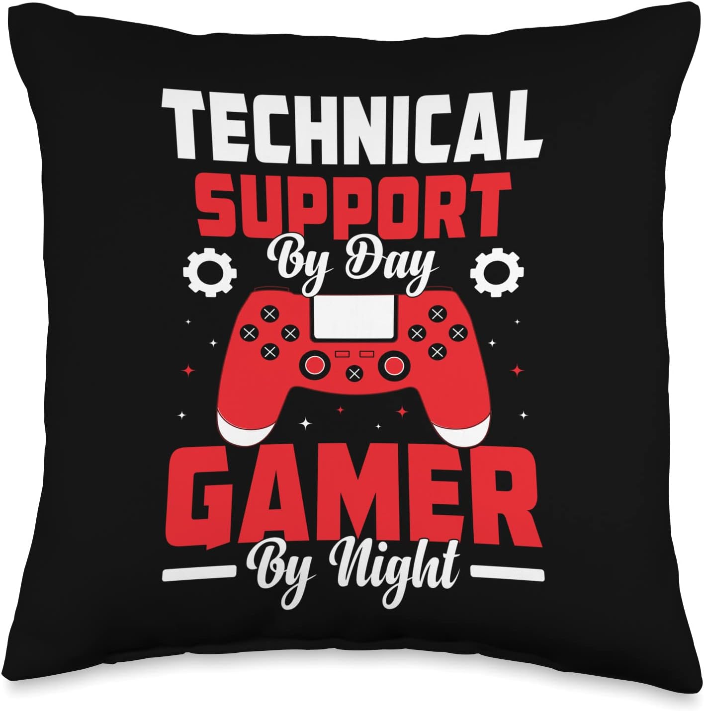 Gaming Lover Technical Support Worker Funny Gamer Crew Throw Pillow, 16×16, Multicolor