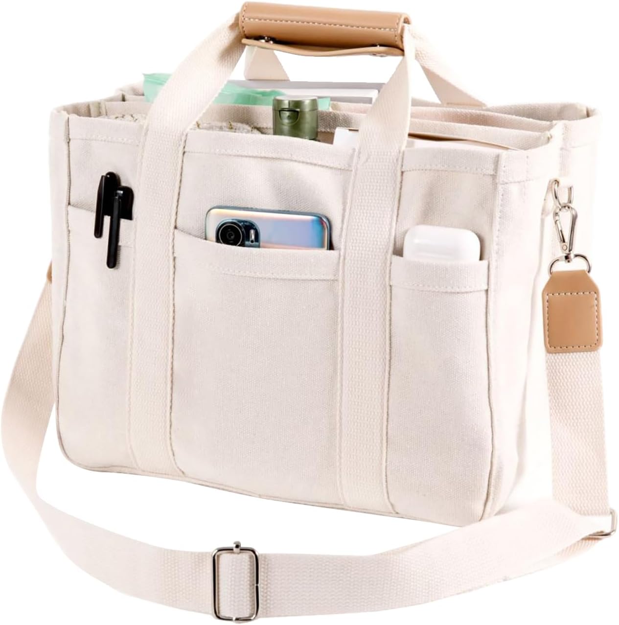 Large Capacity Multi-pocket Casual Canvas Bag Versatile Shoulder Crossbody Tote Bag