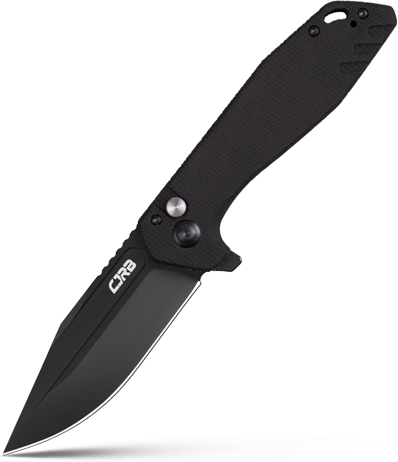 CJRB Pocket EDC Knife Riff (J1928) Folding Knife Black PVD AR-RPM9 Steel Blade and Black G10 Handle for Hinking Camping Work Outdoor