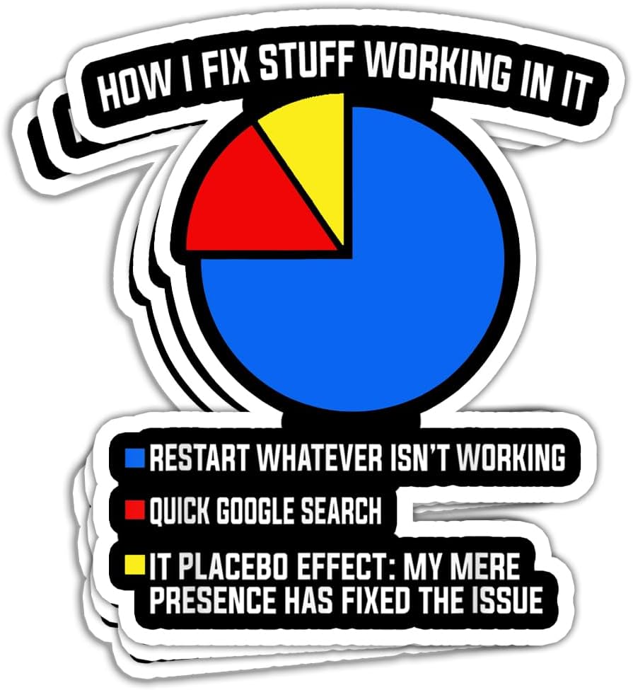 SODAVA (3Pcs) How I Fix Stuff Working in It Tech Support Stickers Technical Support Funny Tech Support Stickers Funny Checklist Stickers Gift Decoration Graphic Bumper Laptop Stickers 3″x4″