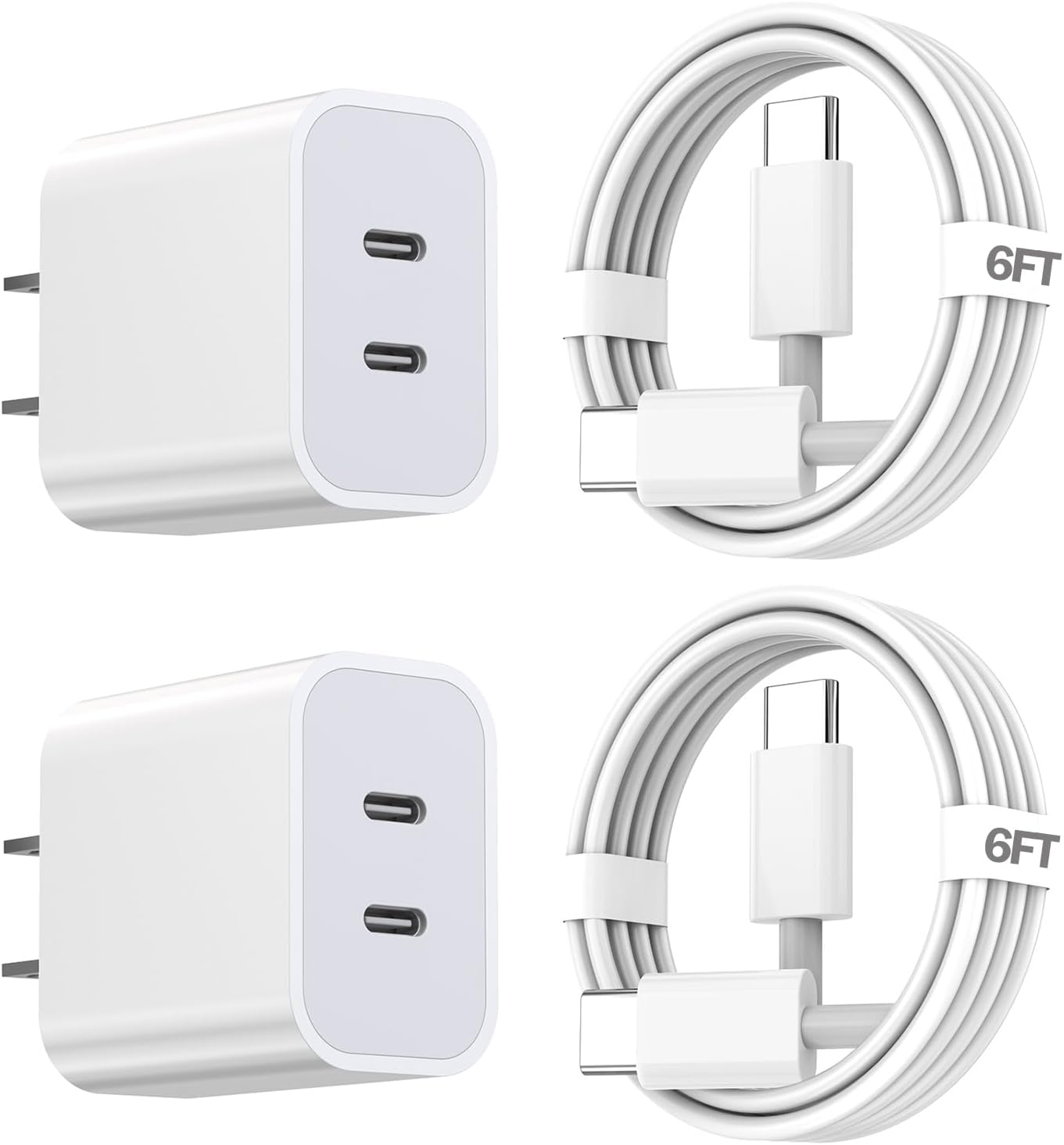 iPhone 15 Charger,Apple Charger Fast Charging,2Pack Dual Port Power Delivery Apple Charging Block,2Pack 6FT USB C to C Fast Charger Cable,USB C Charger for iPhone 15/15 Pro/iPad Pro/iPad Air/Mini