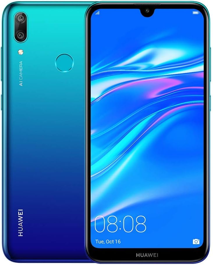 Huawei Y7 2019 (32GB, 3GB) 6.26 Dewdrop Display, 4000 mAh Battery, 4G LTE GSM Dual SIM Factory Unlocked Smartphone (Dub-LX3) – International Version (Blue) (Renewed)