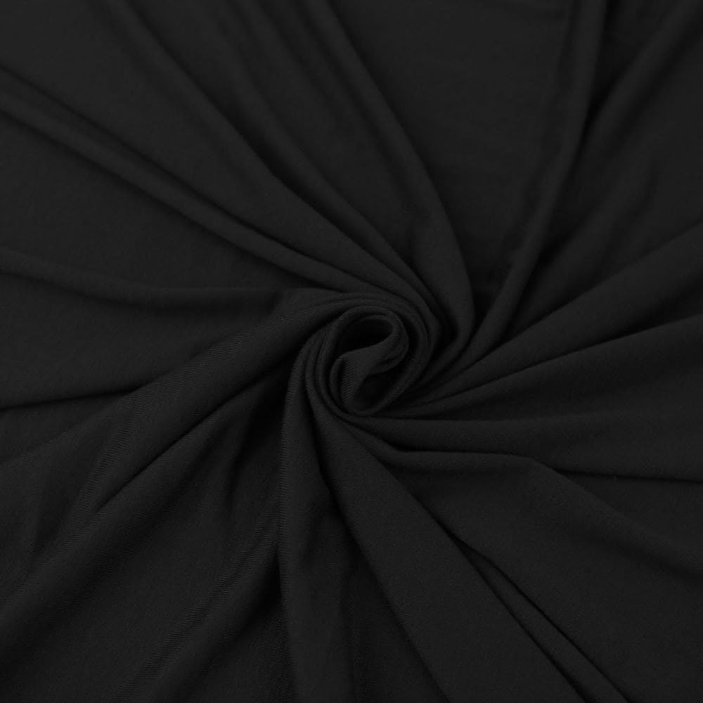 FabricLA Cotton Spandex Jersey Fabric by The Yard – 10 oz 4-Way Stretch Spandex & Cotton Fabric, 60″ Wide – Perfect for Skirts, Tops, T-Shirts | Black | Sold in 1 Yard