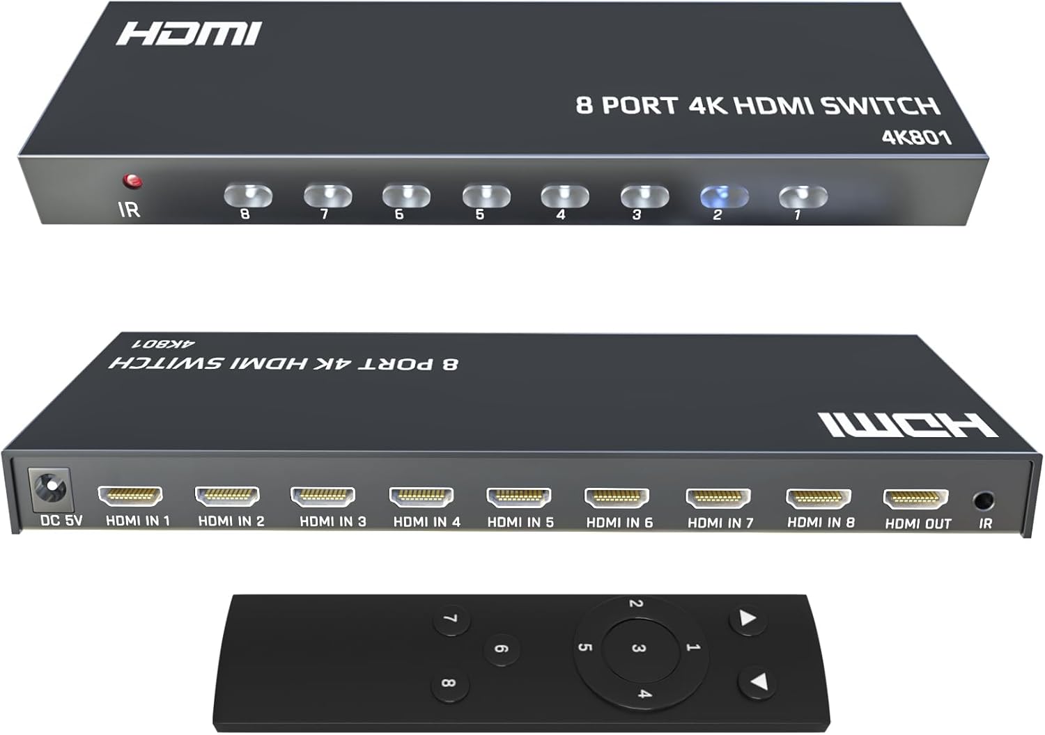 KAGO HDMI Switch – 8 Port HDMI Switch,HDMI Switcher 8 in 1 Out,4K HDMI Selector Box with Remote, Support 4K@30Hz 2160p 1080p,HDR 3D,PS3/4 Xbox PC Laptop Projector Blu-ray Player