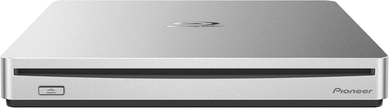 Pioneer External Blu-ray Drive BDR-XS07S Silver Color to Match Your Computer.6X Slot Loading Portable USB 3.2 Gen1(3.0) BD/DVD/CD Writer. BDXL & M-Disc Support. (No Application Software Included)