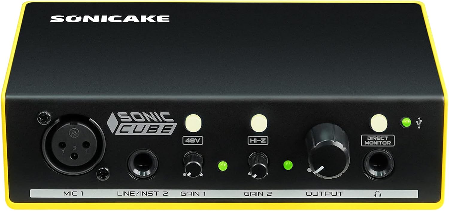 SONICAKE USB Audio Interface Podcast Mixer with Analogue Preamp 48V Phantom Power Recording Podcasting and Streaming Equipment with XLR and Line Inputs for MAC and PC USB-C Plug and Play – Sonic Cube