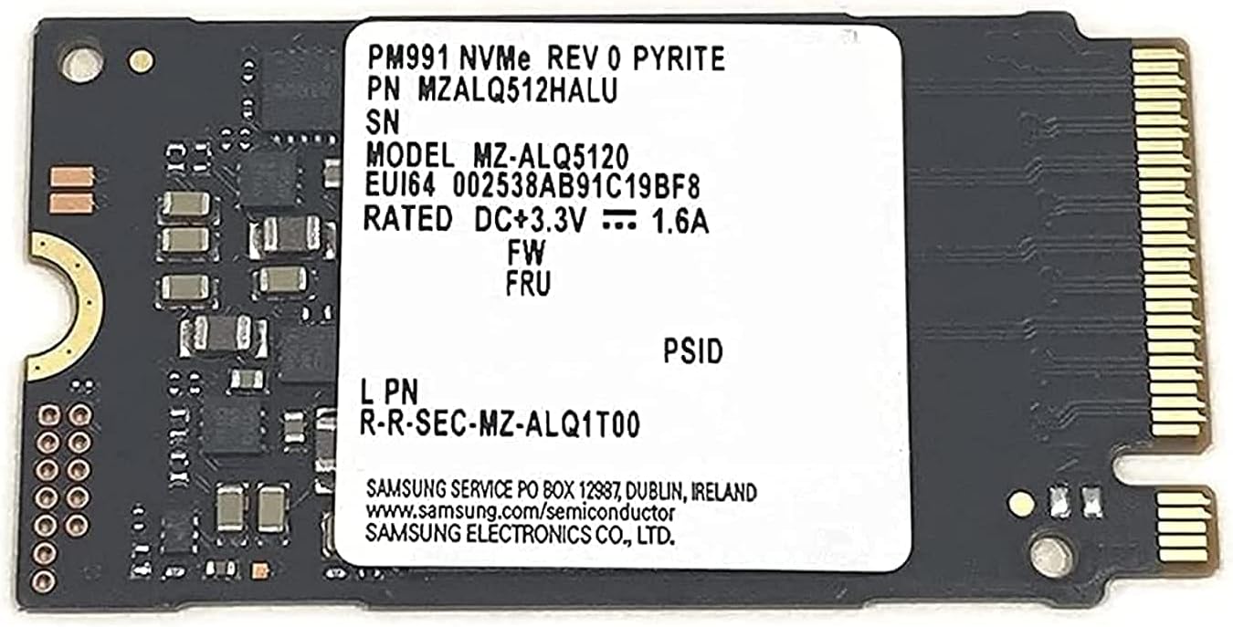 Samsung SSD 512GB PM991 M.2 2242 42mm NVMe PCIe Gen3 x4 MZALQ512HALU MZ-ALQ5120 Solid State Drive M Key