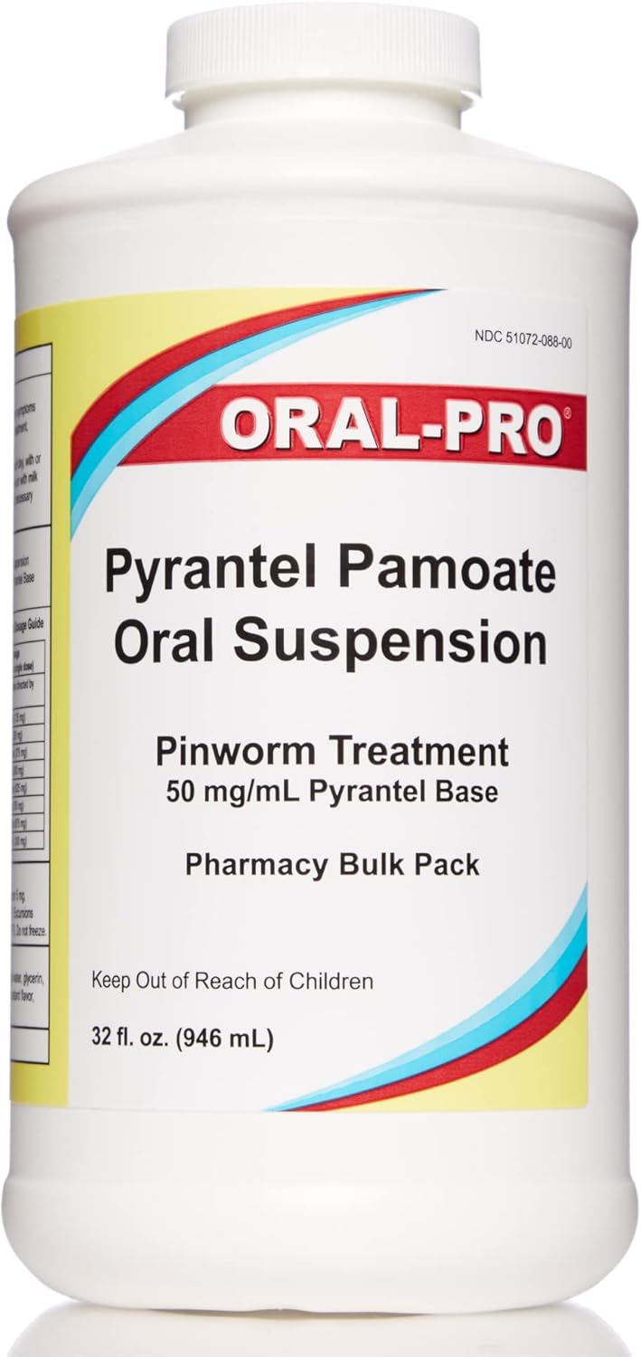 Pyrantel Pamoate Oral Suspension 50mg/mL, Pinworm Treatment for Adults and Children 32 Ounce