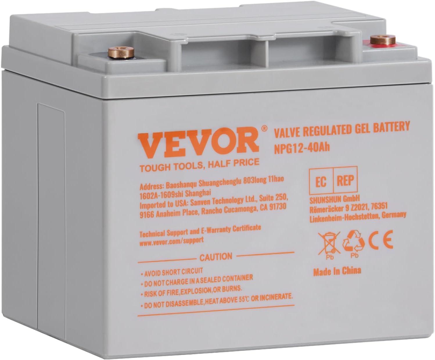 VEVOR Deep Cycle Battery, 12V 40AH, AGM Marine Rechargeable Battery, High Self-Discharge Rate 400A Discharge Current for Mobility Scooters Electric Wheelchairs Go-Karts e-Bikes