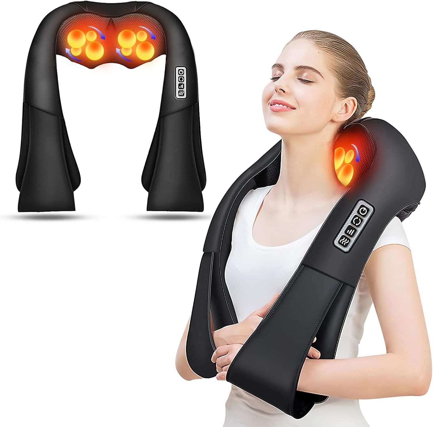 AERLANG Shiatsu Back and Neck Massager, Back Massager Deep Tissue Kneading Massager Neck and Shoulder Massager with Heat, Electric 4D Massage Pillow Fathers Day Dad Gifts from Daughter(NOT Cordless)