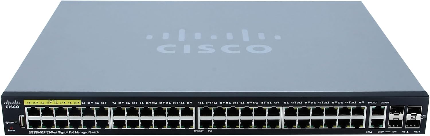 Cisco SG350-52P 350 Series 52-Port PoE+ Managed Gigabit Ethernet Switch SG350-52P-K9 (Renewed)