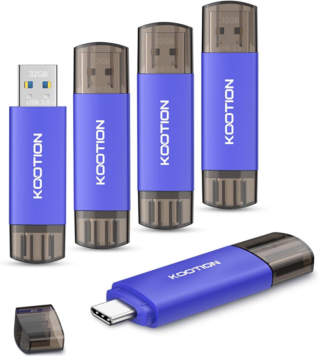 32GB Type-C Flash Drive 5-Pack, KOOTION 2-in-1 USB C Flash Drive USB-A&USB-C 3.0 Dual Drive OTG, Thumb Drive Memory Stick for Android Smartphone/Tablet/PC