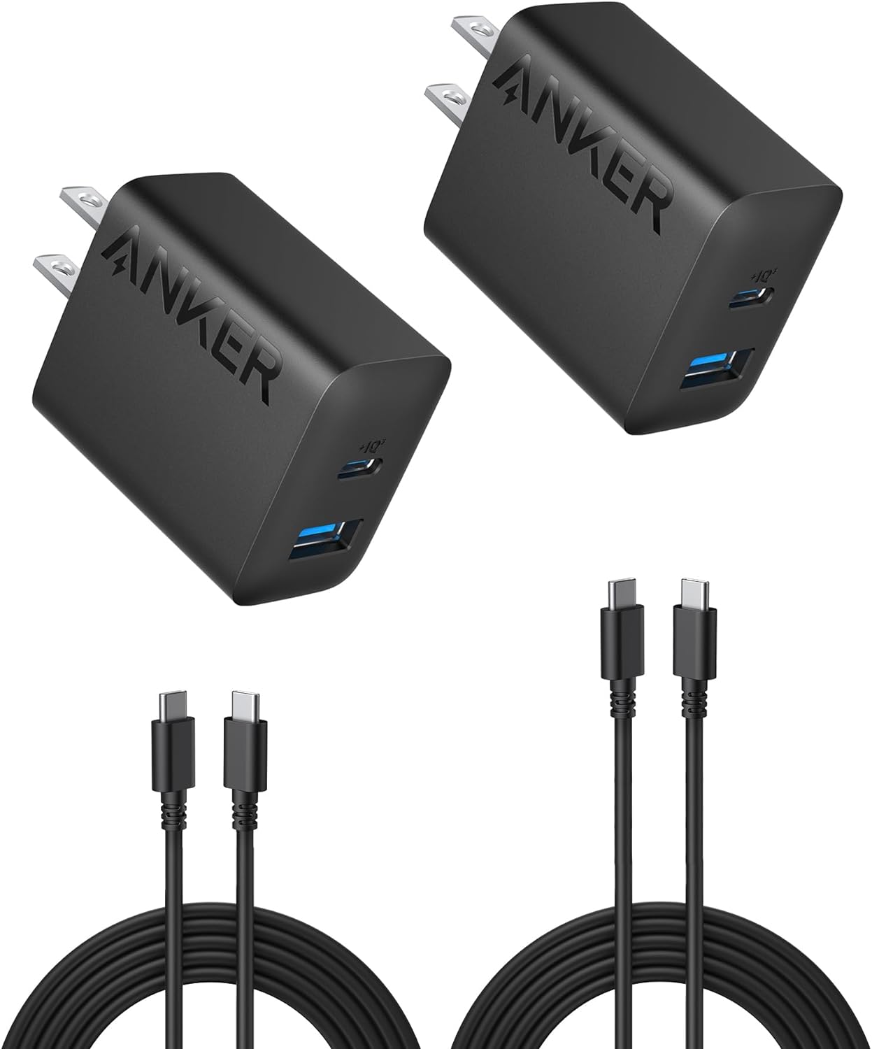 Anker iPhone 16 Charger, USB C Charger Block, 2-Pack 20W Fast Wall Charger for 16/16 Pro/Pro Max / iPad Pro and More, with 2 Pack 5 ft USB-C Cable