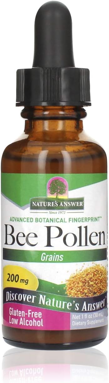 Nature’s Answer Bee Pollen 1 Ounce – Organic Low Alcohol Fluid Extract with Propolis – Gluten Free, Kosher, Made in The USA – Bee Pollen Overall Wellness