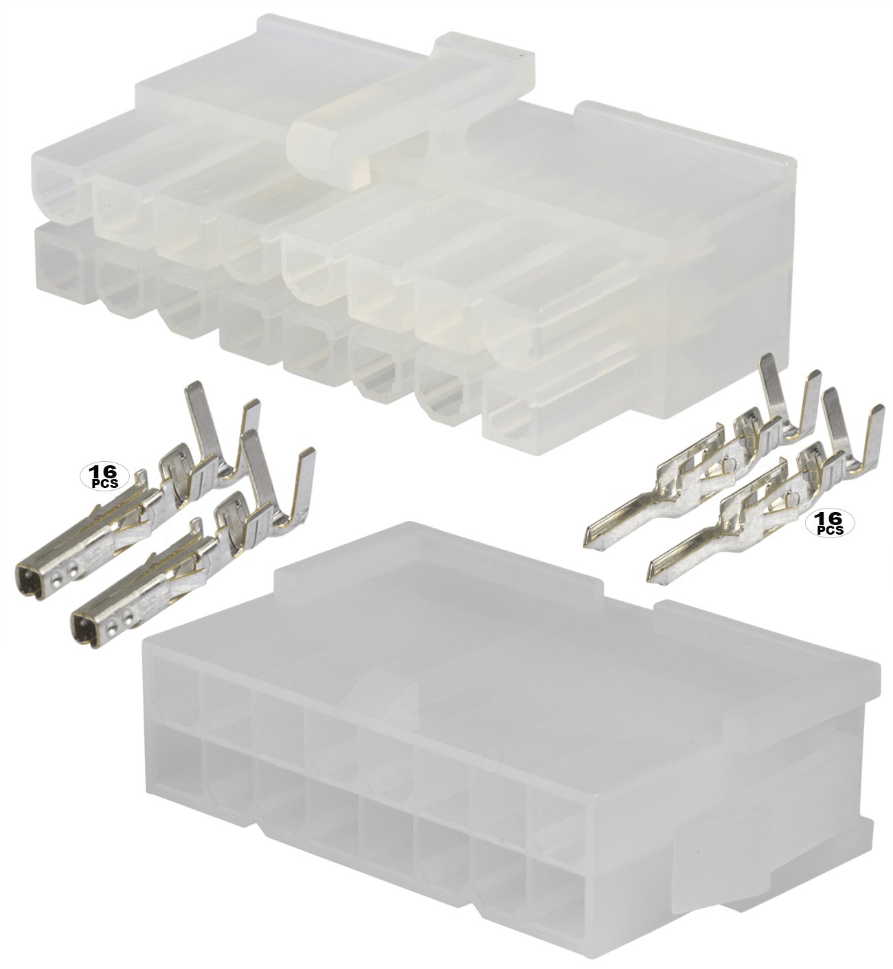 Molex 16 Circuit Receptacle and Plug Housing w/Terminals AWG 18-24 Mini-Fit Jr