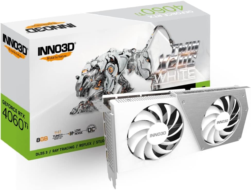 Inno3D Nvidia GeForce RTX 4060 Ti Twin X2 OC White 8GB GDDR6 Graphics Card