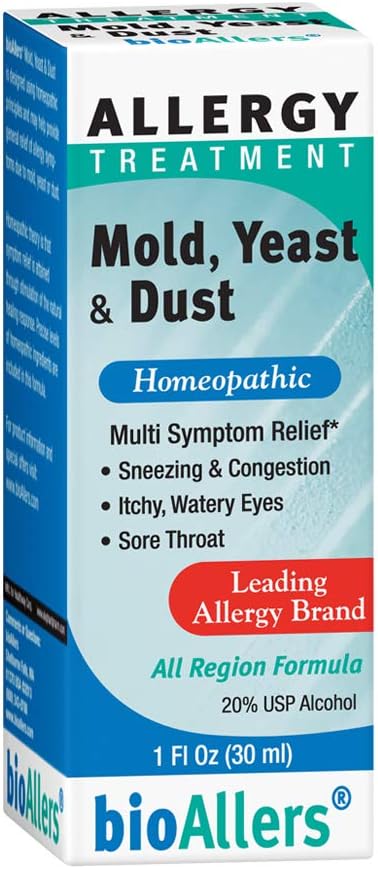 bioAllers NaturalCare Allergy Mold, Yeast & Dust Treatment | Homeopathic Formula May Help Relieve Sneezing, Congestion, Itching, Rashes & Watery Eyes | 1 Fl Oz | Pack of 2