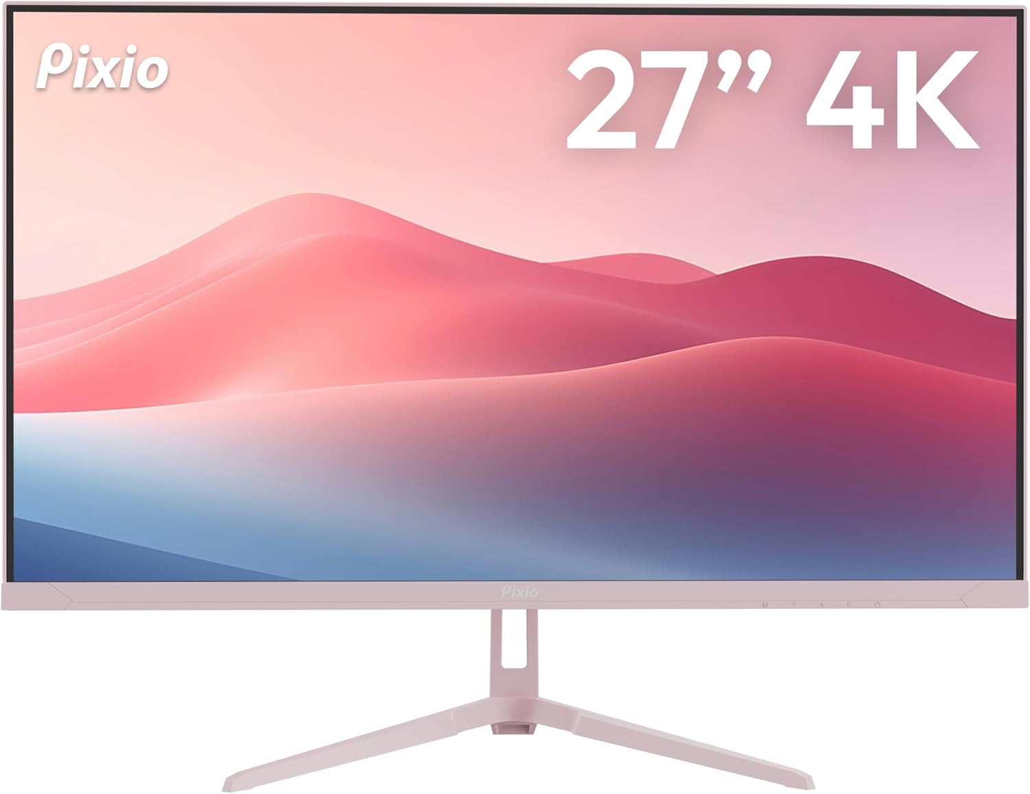 Pixio PX27U Wave Pink 27 inch 160Hz Refresh Rate 4K 3840x2160p Resolution Fast IPS Panel 1ms GTG Response Time 4K Pink Gaming Monitor with Adaptive Sync