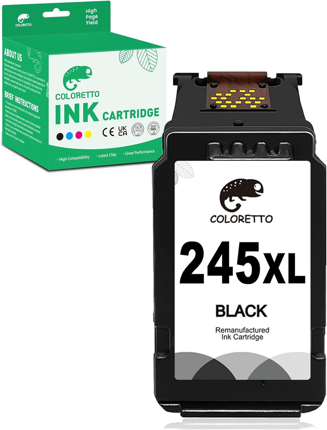 COLORETTO 245 XL Black Ink Cartridge for Canon PIXMA iP2820 TS202 TS3400 TS3420 MG2922 MG2525 MG2522 MG2420 MG3020 MG3022 TR4500 TR4520 TR4522 MX492 MX490 as Replacement of Canon PG-245XL PG245XL