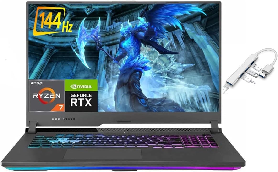 ASUS ROG Strix 17.3″ 144Hz IPS FHD Gaming Laptop | AMD Ryzen 7 4800H (Beat i7-11800H)| NVIDIA GeForce RTX 3060 | Backlit | 16GB RAM | 512GB SSD | Windows 10 Home | Bundle with USB 3.0 Hub