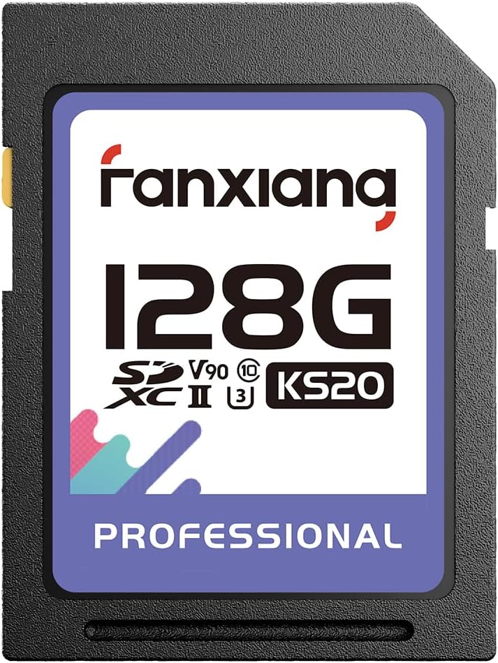 fanxiang 128GB SDXC Memory Card SD Card, UHS-II, C10, U3, V90, 4K, 8K-UHD, Up to 300/250 MB/s Read/Write, for DSLR, Professional Video Camera, Action Camera, Drone