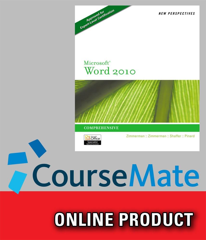 CourseMate for Zimmerman’s New Perspectives on Microsoft Word 2010, Comprehensive, 1st Edition