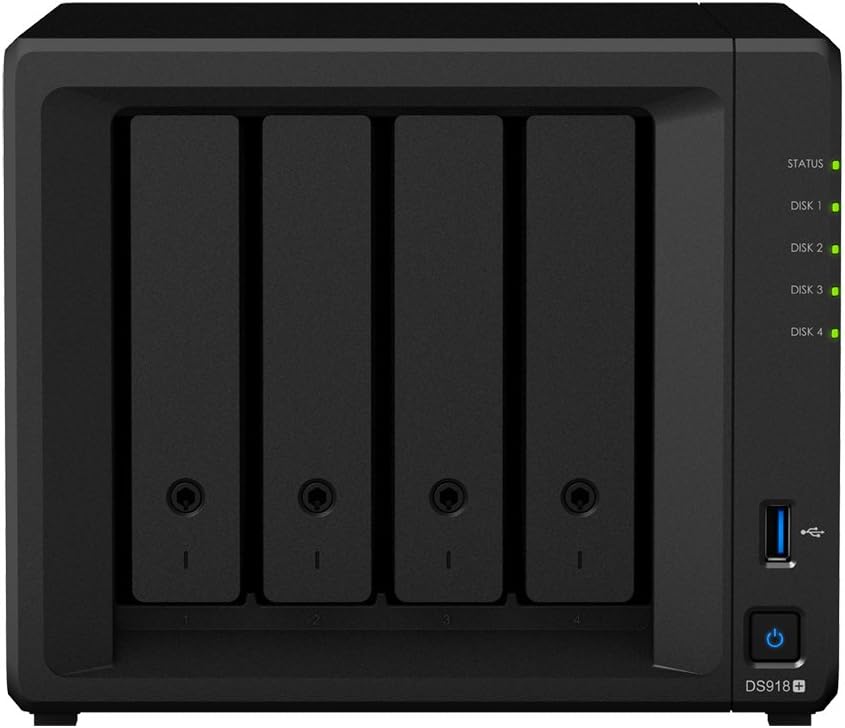 Synology DiskStation DS918+ NAS Server for Business with Intel Celeron CPU, 8GB Memory, 8TB SSD Storage, DSM Operating System