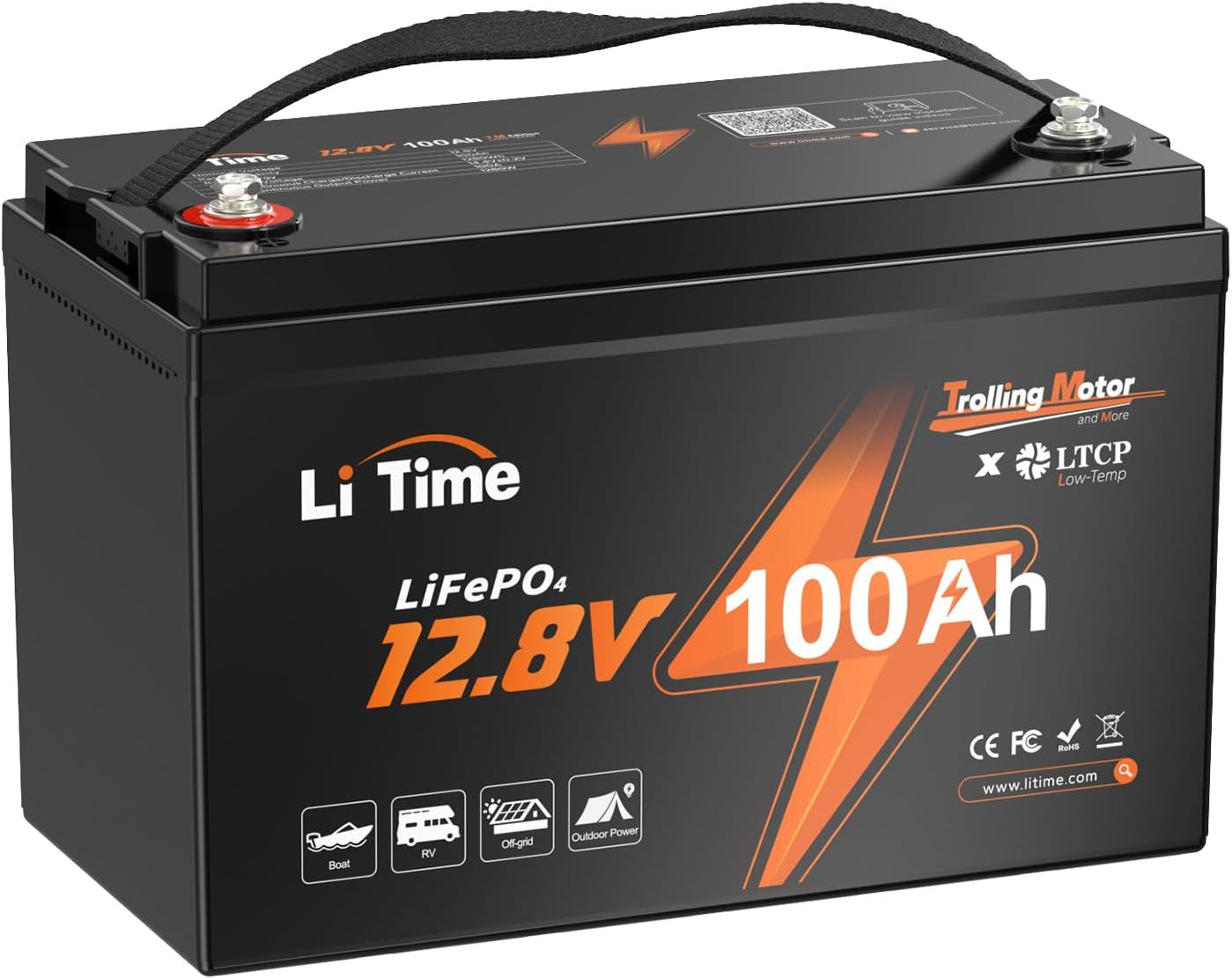 Litime 12V 100Ah TM LiFePO4 Battery with Low Temp Protection, Group 31 Lithium Battery, Buit in 100A BMS, Up to 15000 Deep Cycles, Perfect for Trolling Motors,Yacht, Marine, Boat, RVs, Home Energy