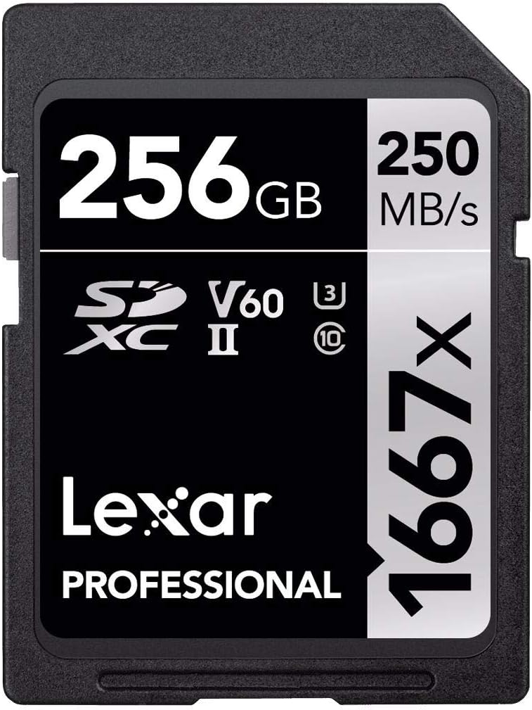 Lexar SDXC, 256 GB Memory Card UHS-II Class 10 SDXC, 256 GB, W125985456 (UHS-II Class 10 SDXC, 256 GB, 256 GB, SDXC, Class 10, UHS-II, 250 MB/s, 90 MB/s)