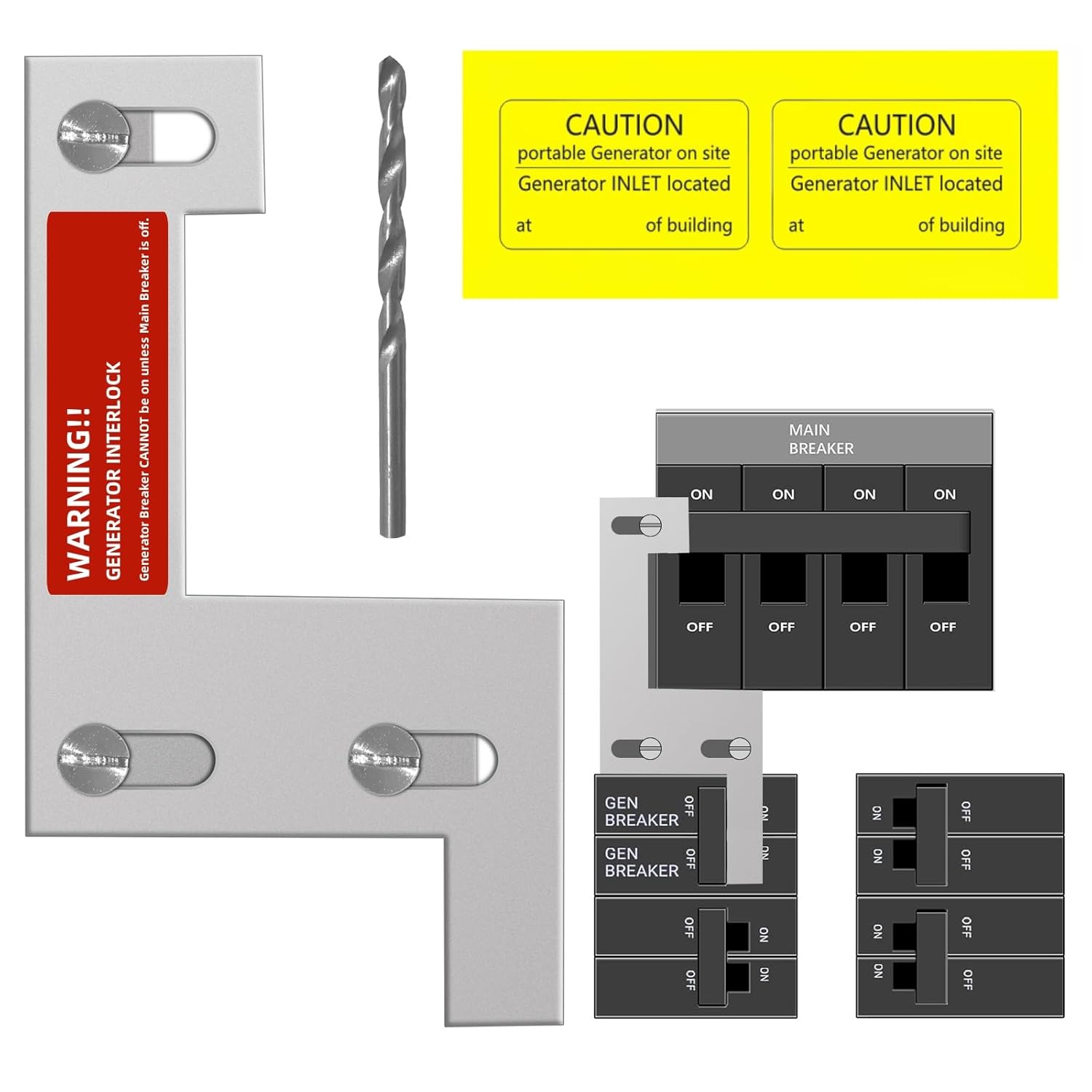 Generator Interlock Kit Compatible with ITE,Gould and Murray 150or 200Amp Panel，for Siemens 150 Amp Panel，1 1/4 Inch Spacing Between Main Circuit Breaker and Generator Circuit Breaker，Interlock