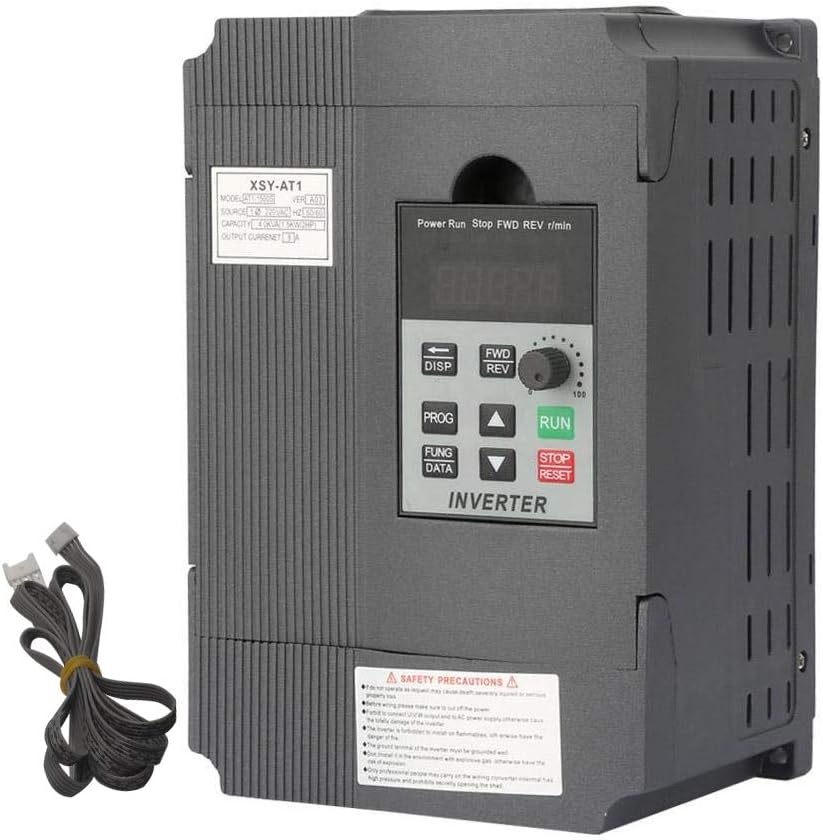 AC 220V/2.2KW Variable Frequency Drive, 10A VFD Inverter Frequency Converter for Spindle Motor Speed Control (Single-Phase Input, 3 Phase Output)