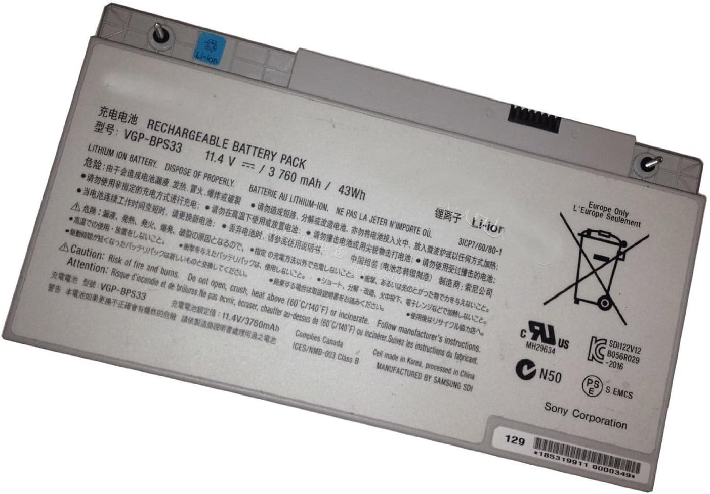 11.4V 3760MAH 43WH Laptop Battery VGP-BPS33 Compatible with Sony VAIO SVT-14 SVT-15 T14 T15 Touchscreen Ultrabooks