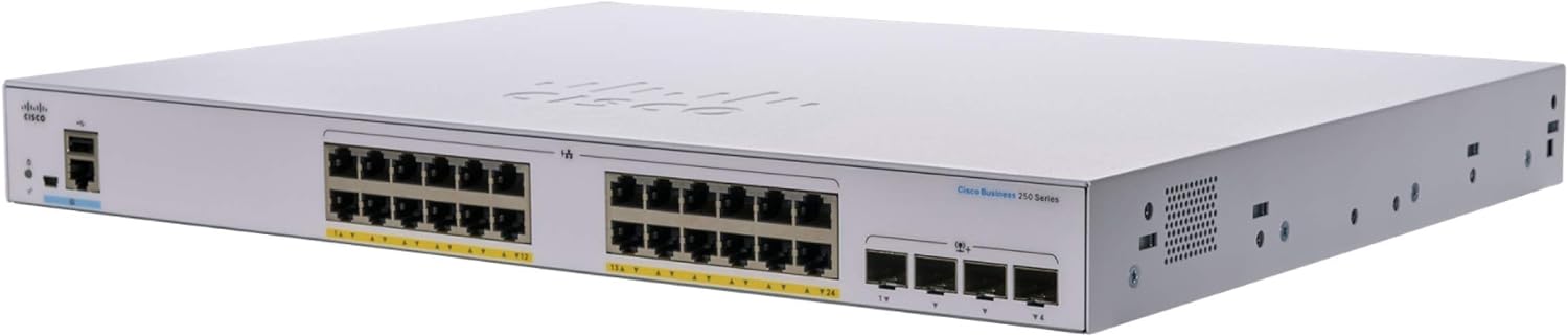 Cisco Business CBS250-24T-4X Smart Switch, 24 Port GE, 4x10G SFP+, In Original Cisco Packaging (Renewed)