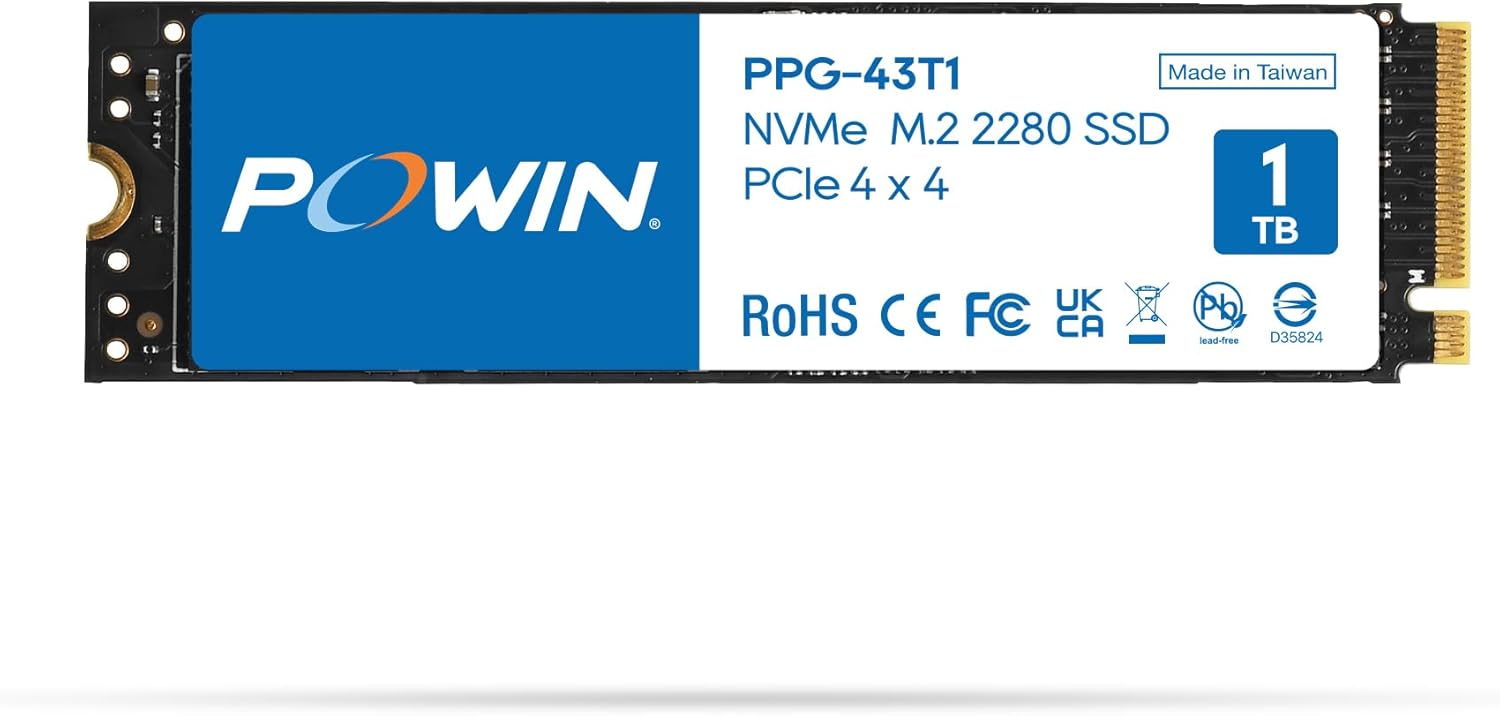 PPG-43T1 PCIE GEN4x4 NVMe 1TB SSD M.2 2280, Internal Solid State Drive, Speeds Up to 6,400MB/s, Upgrade Storage for PC Computer, Laptop, Game Console, Gaming Computer, Esports Gaming PC