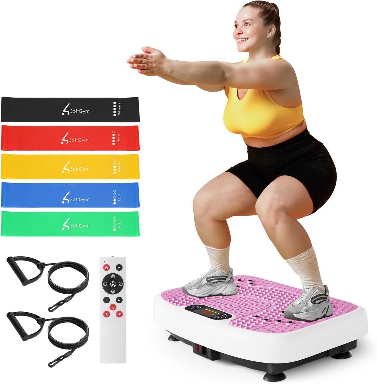 Vibration Plate Exercise Machine for Lymphatic Drainage Weight Loss,SoftGym Power Vibration Plate 300-400 Lbs Capacity Full Whole Body Workout Vibration Platform,Waver Vibration Plate for Home Fitness