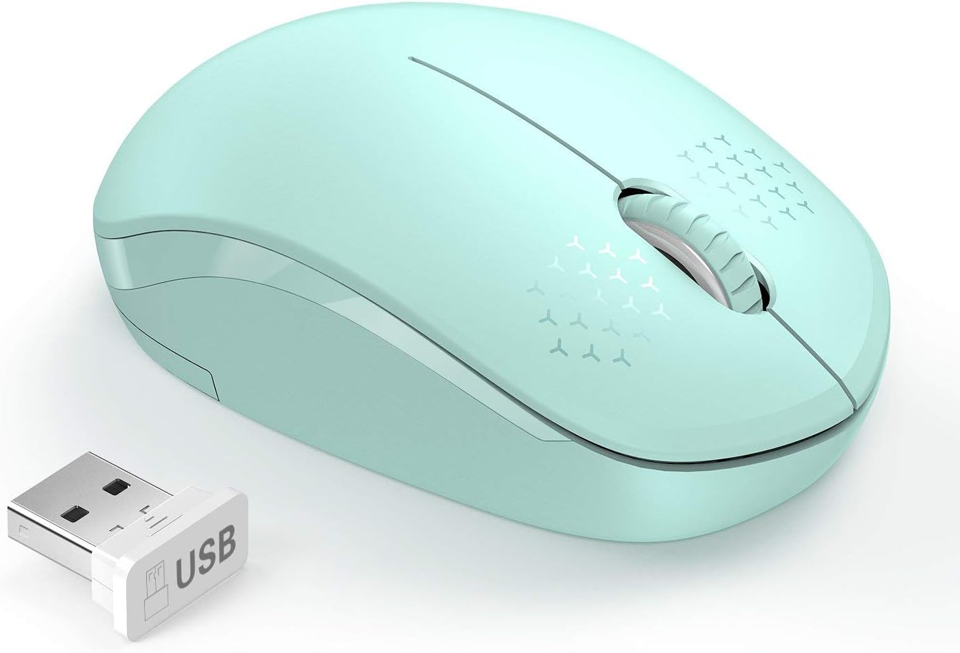 seenda Wireless Mouse, 2.4G Noiseless Mouse with USB Receiver – Portable Computer Mice for PC, Tablet, Laptop with Windows System – Mint Green