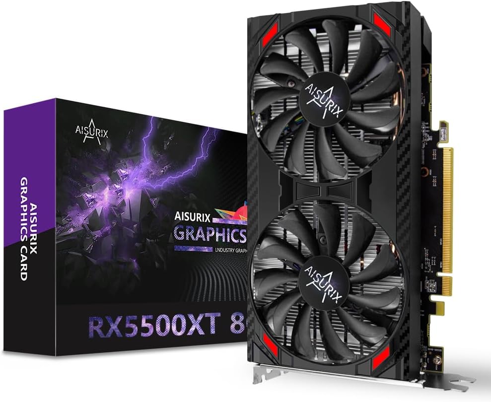 RX 5500 XT 8gb GDDR6 Graphics Card,128 Bit, 2XDP, HDMI, PCI Express 4.0X8, 8pin with Fan Intelligent System,Gaming PC Computer Video Cards with 2X DisplayPort +1X HDMI (Style 2)