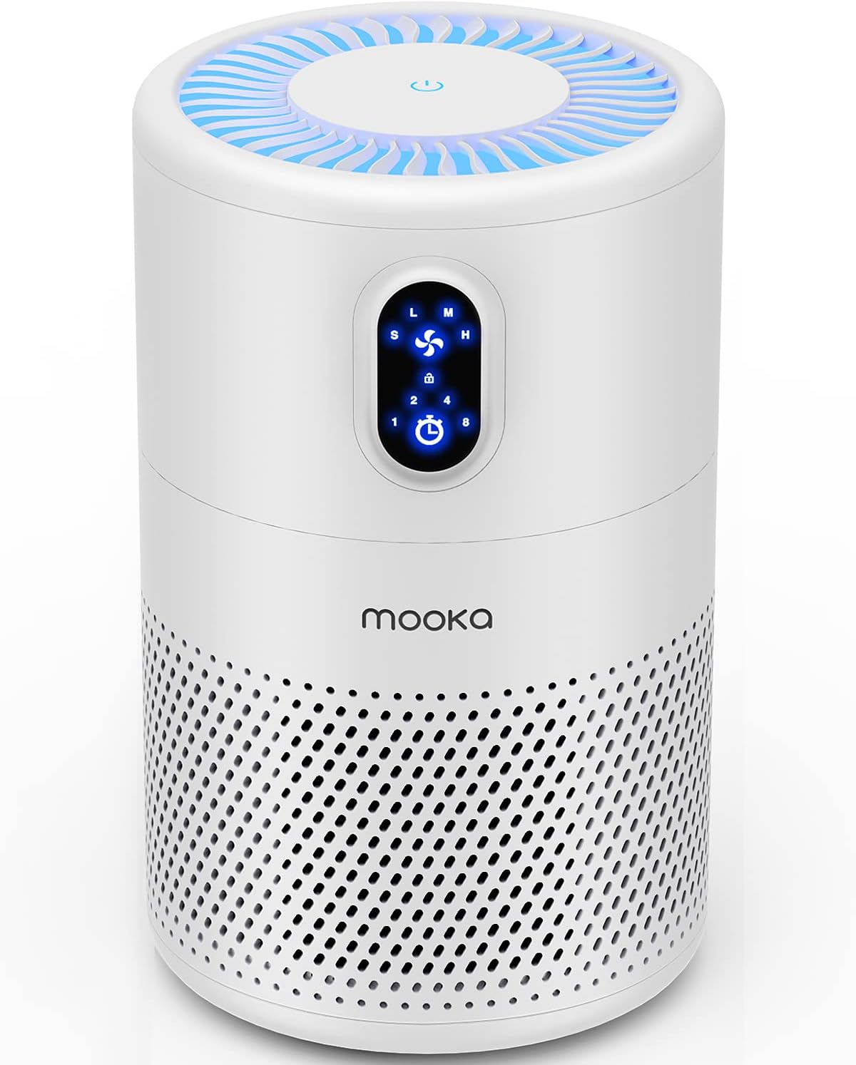 MOOKA Air Purifiers for Home Large Room up to 1076 ft², H13 True HEPA Air Filter Cleaner, Odor Eliminator, Remove Smoke Dust Pollen Pet Dander, Night Light(Available for California)