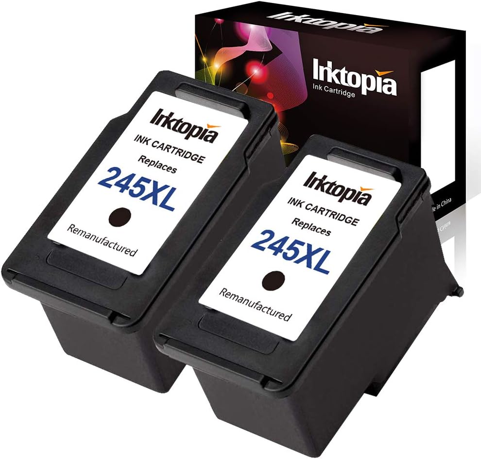 Inktopia Remanufactured Ink Cartridge Replacement for PG-245XL 245XL 245 XL High Yield (2 Black) Used in PIXMA iP2820 MG2420 MG2520 MG2522 MG2920 MG2922 MG2924 MG3022 MX490 MX492 Printer