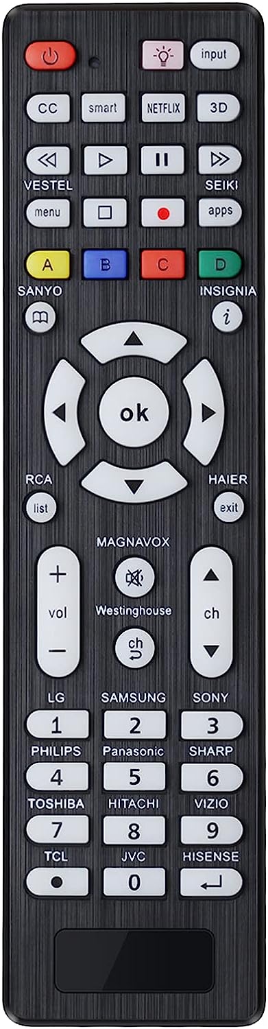 Universal TV Remote for Samsung,LG, Sony, Sharp, Vizio, Philips, Toshiba, Hitachi, Sanyo, JVC, TCL, Hisense, Vestel, Seiki, Insignia, Magnavox, haier, Panasonic All Series TV