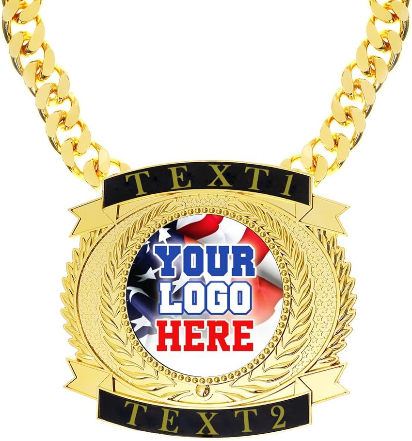 Algasan Custom Large Champ Medal Award Gift Metal MVP Chain Winner Prize Trophy Award Necklace for Adults Player Team Fantasy Football Soccer Baseball Basketball Softball