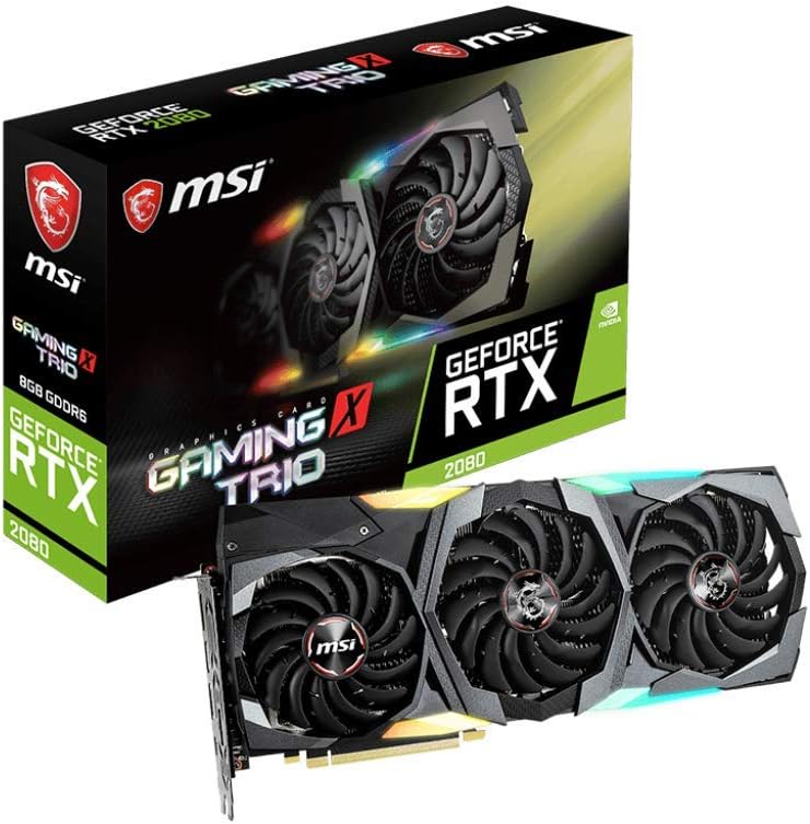 MSI Gaming GeForce RTX 2080 8GB GDRR6 256-bit VR Ready Graphics Card (RTX 2080 GAMING X TRIO)