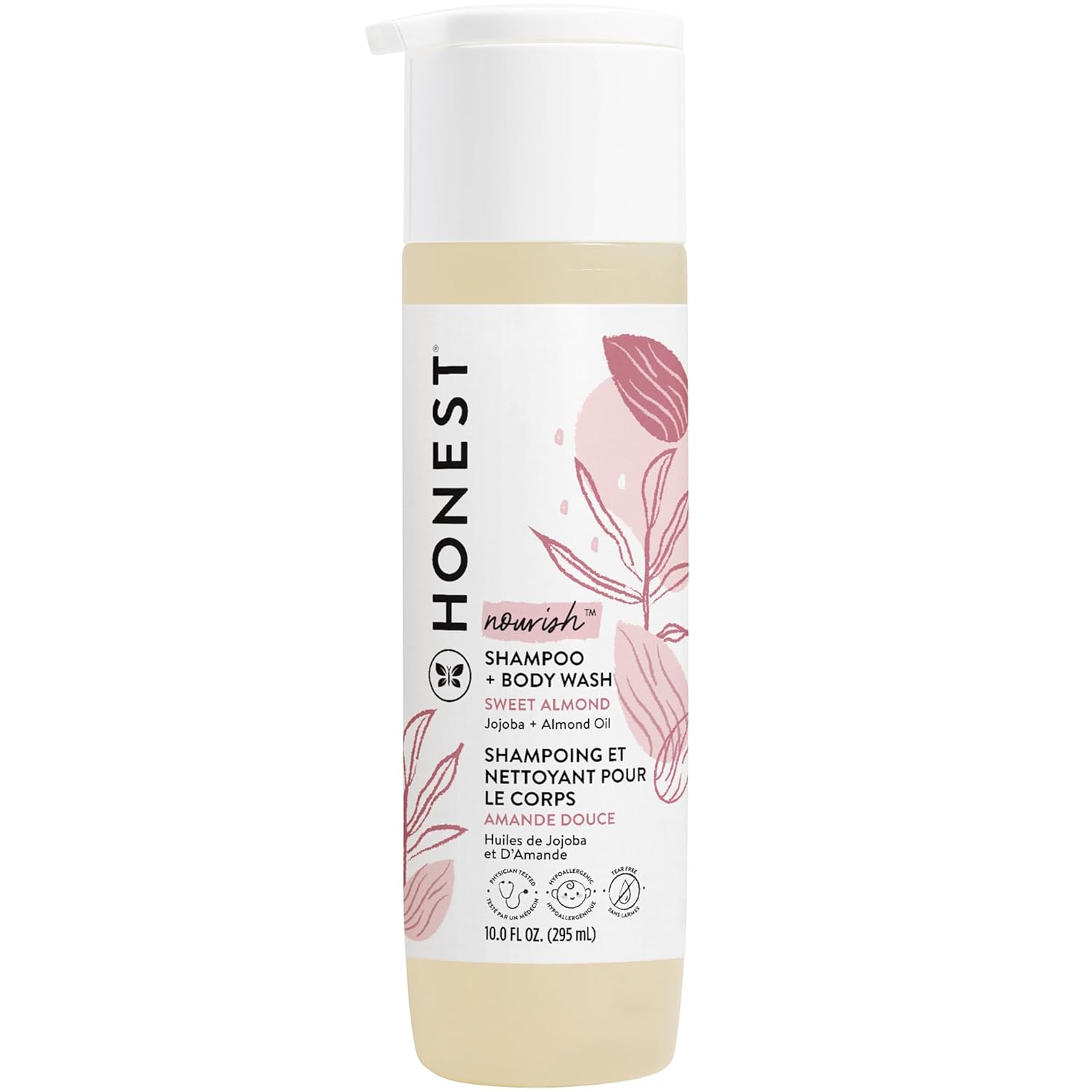 The Honest Company 2-in-1 Cleansing Shampoo + Body Wash | Gentle for Baby | Naturally Derived, Tear-free, Hypoallergenic | Sweet Almond Nourish, 10 fl oz