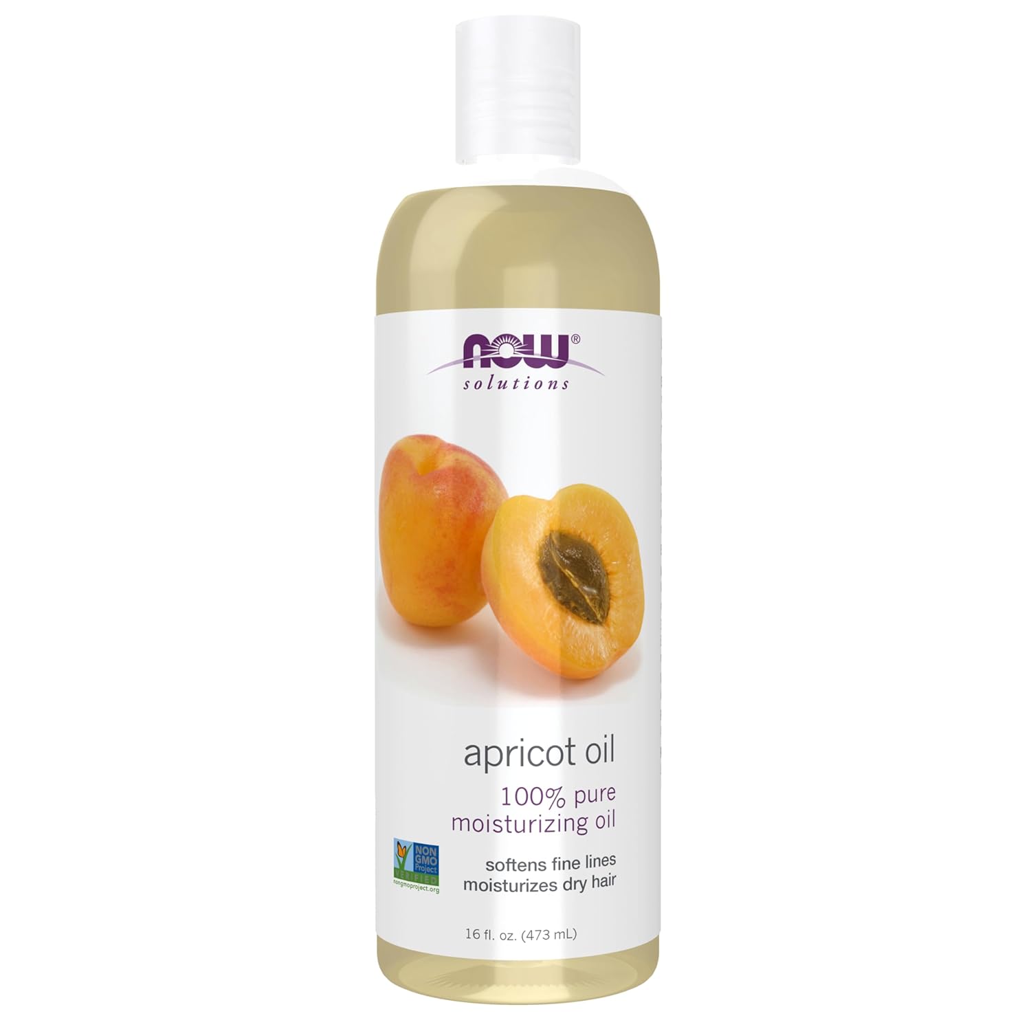 NOW Foods Solutions, Apricot Kernel Oil, Hair Moisturizer, Rejuvenating Skin Oil, Softens Fine Lines, 16-Ounce