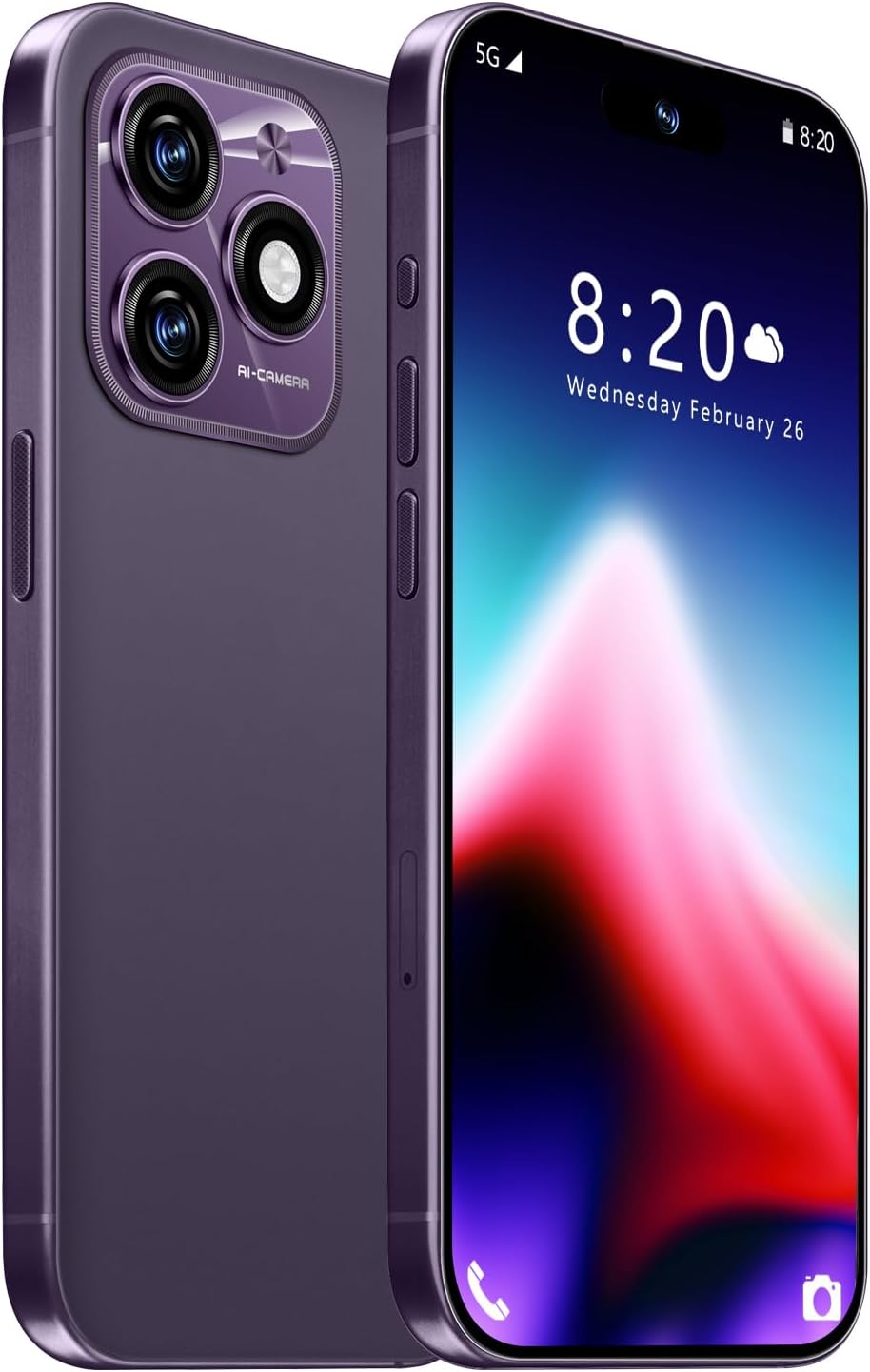 15 ProMAX 12+512GB Unlocked Cell Phone,Smartphone 6.85″ HD Screen Unlocked Phones,Battery 7000mAh Android 13,5G/Face ID/Fingerprint Unlock/Dual SIM/GPS (Purple)