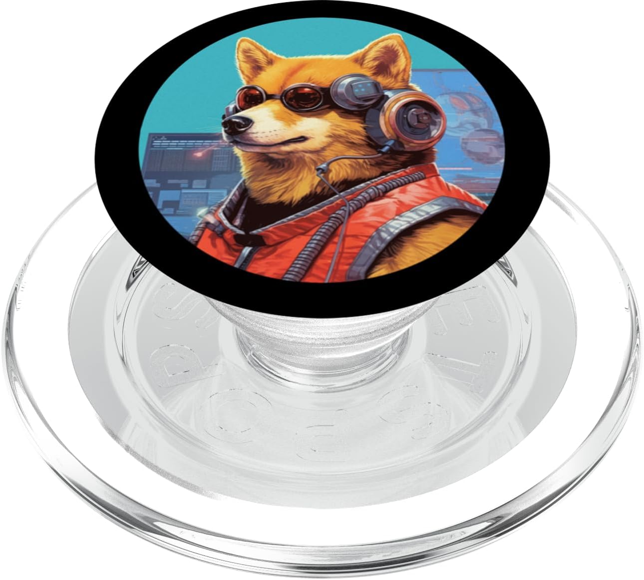 Futuristic Shiba Inu Dog With an Augmented Reality Headset PopSockets PopGrip for MagSafe